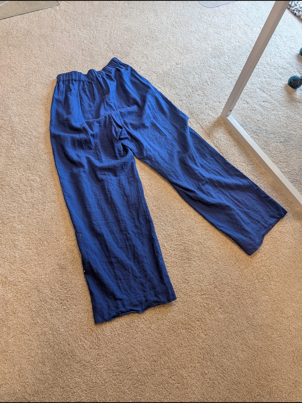 Madewell Wide-Leg Linen-Blend Pants in Navy Blue